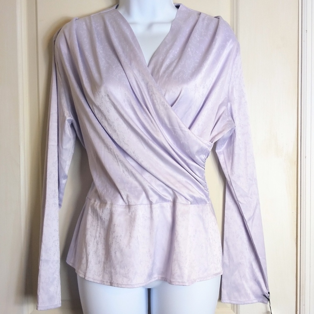 NEW Something Navy small lavender wrap blouse